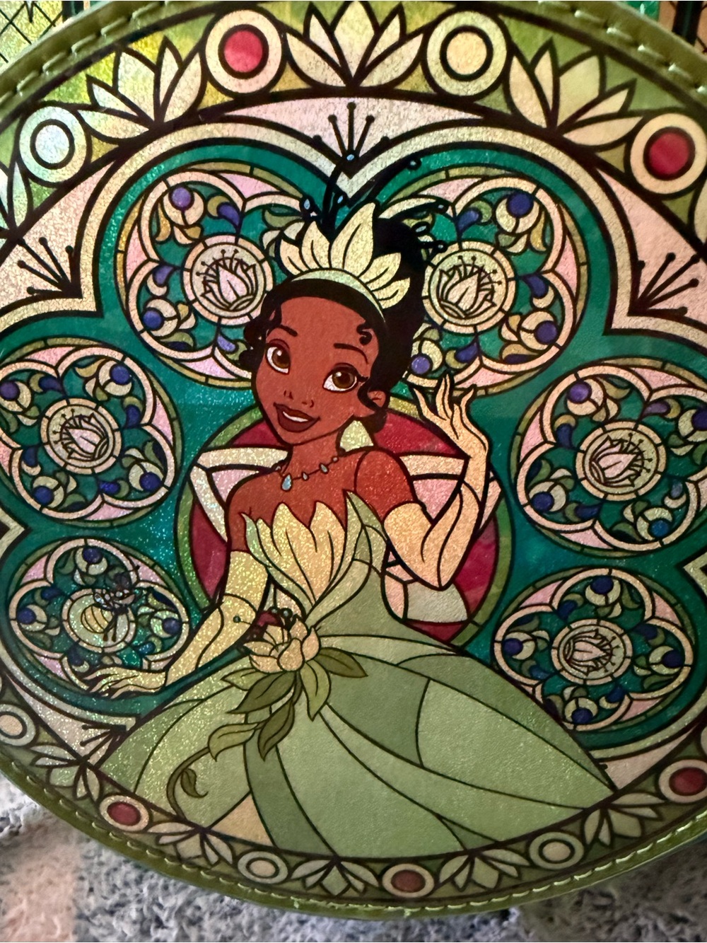 Loungefly Green Tiana Stained-Glass Mini Backpack - Picture 5 of 8